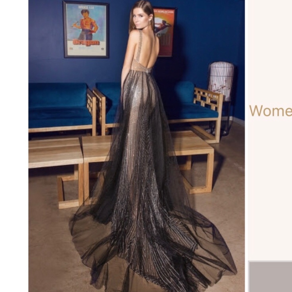 Long Deep V Neck See through Swing Maxi
